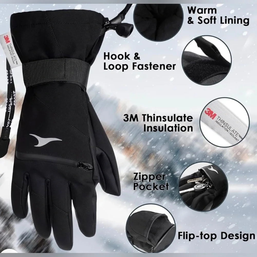 NWT Winter Cold Weather Gloves for Men & Women, Touchscreen Snow Mittens